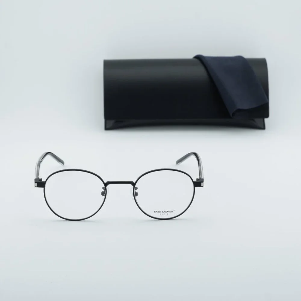 Saint Laurent SL848/J 001 Round Eyeglasses – Shiny Black 49mm